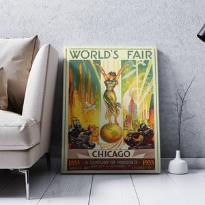 1933 Chicago World&#39;s Fair Travel Poster Canvas