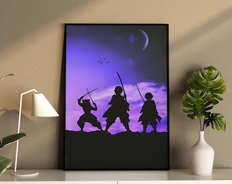 Anime Poster,Perfect Gift for Anime Lovers,demon slayer canvas wall art,demon slayer print,framed demon slyaer canvas,anime print,anime art