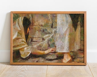 Touching The Hem Of Jesus Garment Sketch Hem Of Robe Wall Art Print