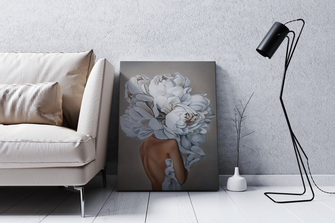 Blumenkopf Frau Leinwand Wandkunst, Rosenkopf Frauen Wandkunst