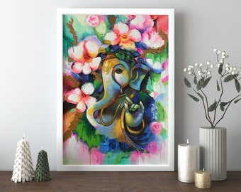 Colorful Flower and Elephant Wall Decor