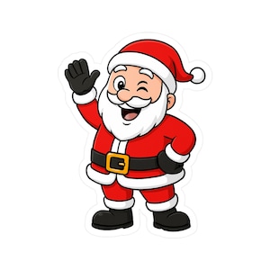 サンタのクリスマスステッカー - かわいいサンタのビニールデカール - ホリデーギフトタグまたは教室の報酬