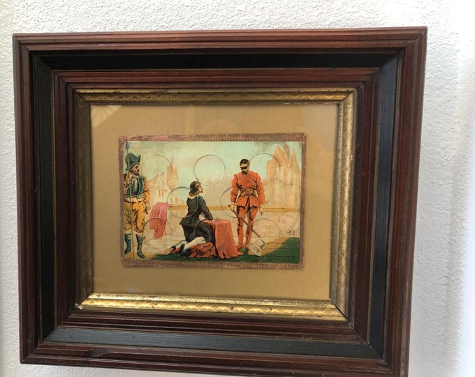 Colorful antique lithographed game card from the Stephen Sondheim Collection
