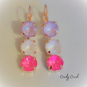 3 stone 8 mm Candy Crush Lever back Drops, Austrian Crystals, Lever back, Sparkle Jewelry