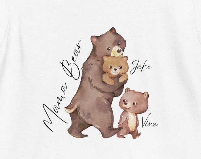 Custom Mama Bear Sleepshirt, Custom Birthday Gift, Mom Shirt, Momma Bear and Cubs, Unique Gift for Mom, Custom Nightshirt, Mom Birthday Gift