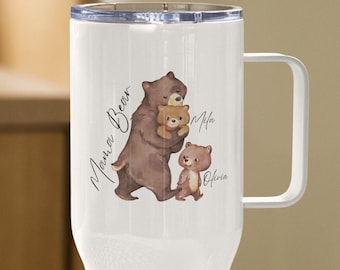 Custom Mama Bear Travel Mug, Custom Birthday Gift, Mom Travel Mug, Momma Bear and Cubs, Unique Gift for Mom, Custom Mug, Mom Birthday Gift