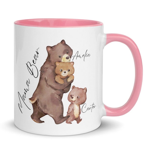 Taza de mamá oso, regalo personalizado del día de la madre, taza de mamá, mamá oso y cachorros, regalo único para mamá, taza personalizada, regalo de cumpleaños de mamá