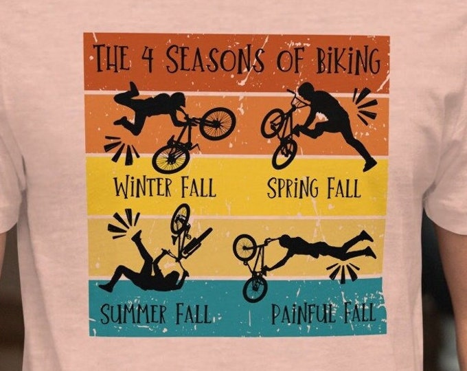 Biking Lover T-shirt, 4 Seasons Of Biking Tee, Funny Bicycle Gift, Retro Cycling Shirt for Him, Cyclist Humor Tee