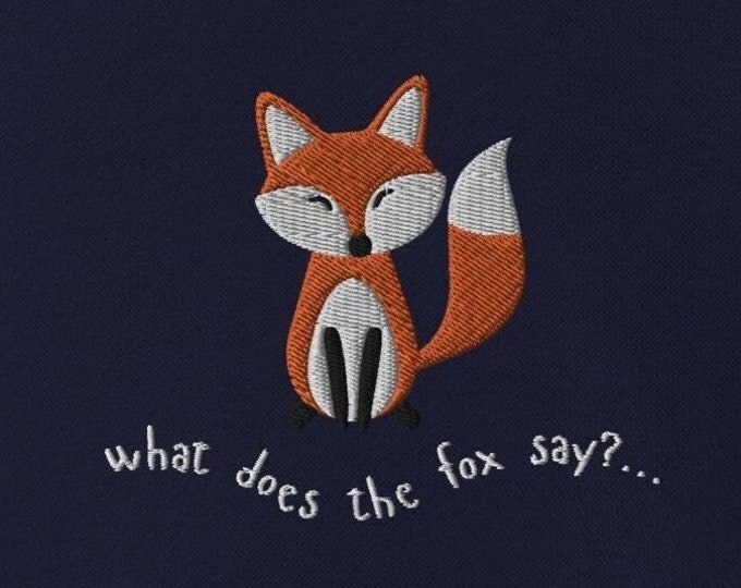 Kids Embroidered Fox Hoodie, What Does The Fox Say Jumper, Child Sized Fox Sweater, Youth Hooded Fleece Sweatshirt