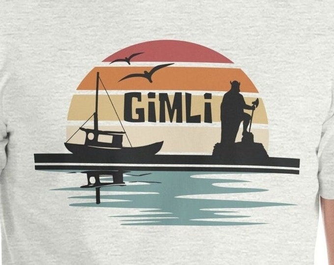Gimli Retro Sunrise T-shirt, Manitoba Interlake Tee, Gimli Harbour Viking Unisex Shirt, Lake Winnipeg Gift