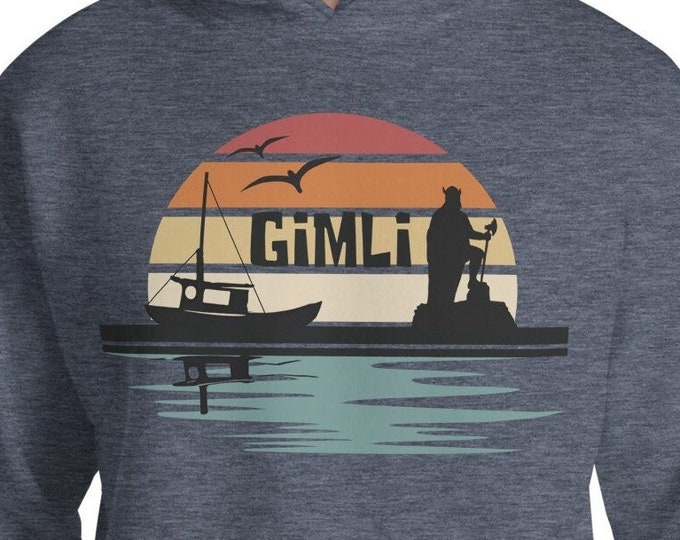 Gimli Retro Sunrise Hoodie, Manitoba Interlake Sweater, Gimli Harbour Viking Unisex Shirt, Lake Winnipeg Gift