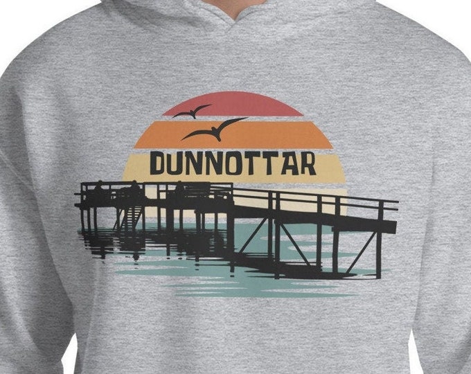 Dunnottar Retro Sunset Hoodie, Personalized Lake Unisex Sweater, Cottage Lake Life Gift, Dunnottar Manitoba Interlake Hoodie