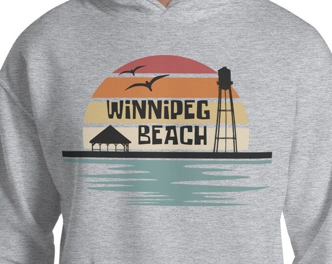 Winnipeg Beach Retro Sunrise Hoodie, Manitoba Interlake Sweater, Winnipeg Beach Unisex Shirt, Lake Winnipeg Gift Retro Sunrise Hoodie