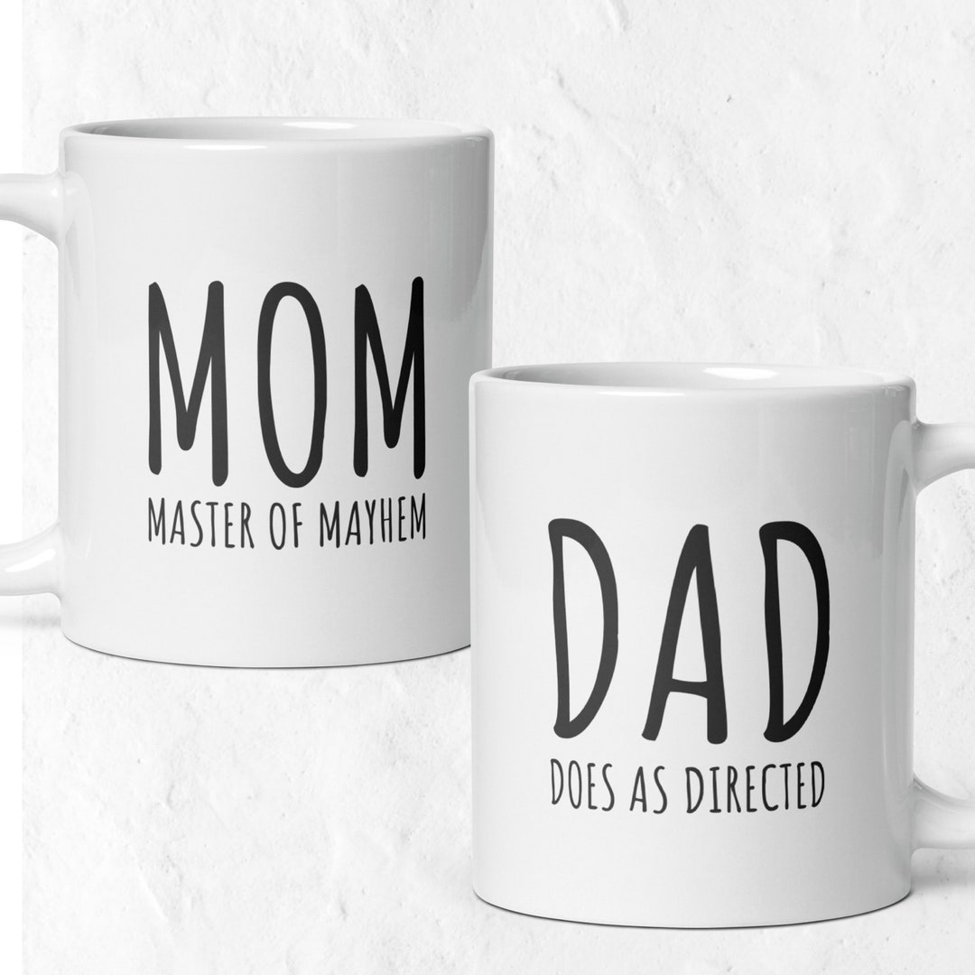Mom Dad Matching Mugs, Acronym Mug, Master of Mayhem MOM, Does as
