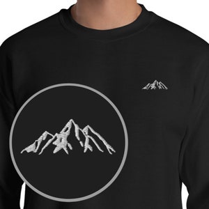 Embroidered Mountain Sweatshirt, Hiking Sweater, Nature Inspired Shirt