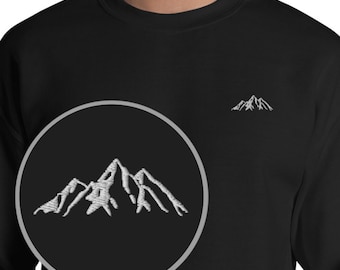 Embroidered Mountain Sweatshirt, Hiking Sweater, Nature Inspired Shirt