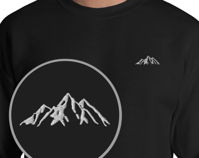 Embroidered Mountain Sweatshirt, Hiking Sweater, Nature Inspired Shirt