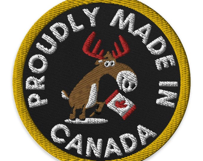 Embroidered Canada Patch, Made In Canada Moose Iron On Applique