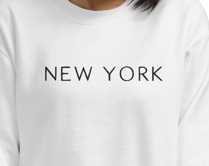 New York Embroidered Sweatshirt, Minimalist NY Jumper, New York City Sweater