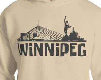 Winnipeg Hoodie, Winnipeg Skyline in Grey Unisex Hoodie, Winnipeg Shirt