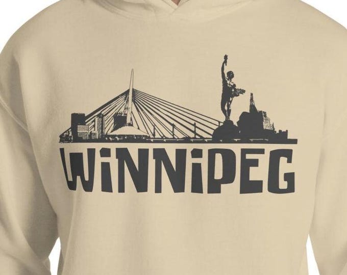 Winnipeg Hoodie, Winnipeg Skyline in Grey Unisex Hoodie, Winnipeg Shirt