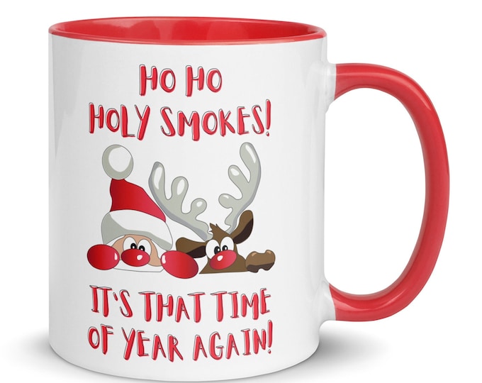 Christmas Mug, Santa and Reindeer Mug