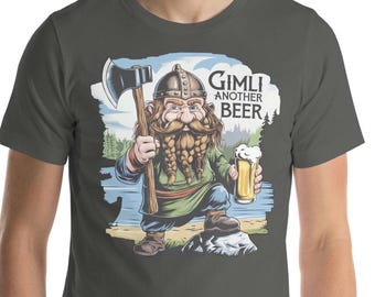 Gimli Beer Tshirt, Gimli Gift, Fun Gimli Viking Present, Fantasy Dwarf Shirt, Interlake Gimli Tee