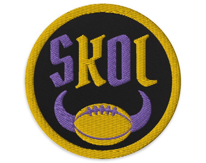 Embroidered Minnesota Vikings Skol Patch, Vikings Football with Horns