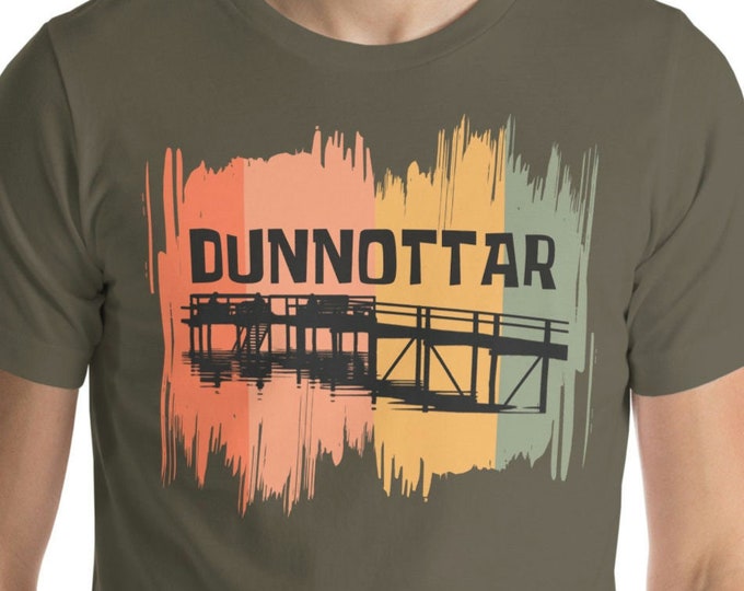 Dunnottar Retro Colour Splash T-shirt, Personalized Lake Unisex Tee, Cottage Lake Life Gift, Manitoba Interlake Shirt
