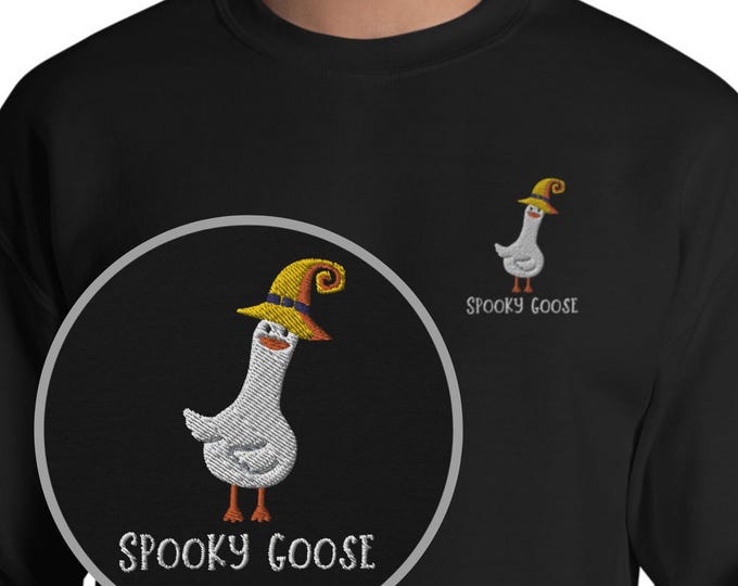 Embroidered Spooky Goose Unisex Crewneck Sweatshirt