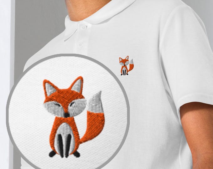 Embroidered Fox Polo Shirt, Fox Lover Gift