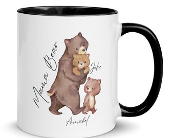 Taza de mamá oso, regalo personalizado del día de la madre, taza de mamá, mamá oso y cachorros, regalo único para mamá, taza personalizada, regalo de cumpleaños de mamá