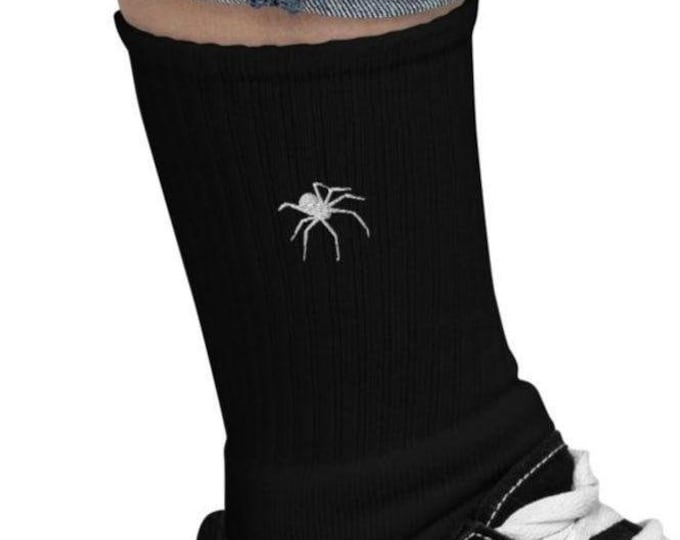 Embroidered Spider Socks, Novelty Spooky Spider Halloween Socks