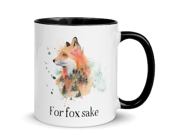 For Fox Sake Mug, Fun Cute Fox Mug, Fox Meme Gift