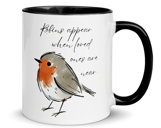 Robins Appear Mug, Adorable Robin Christmas Coffee Cup