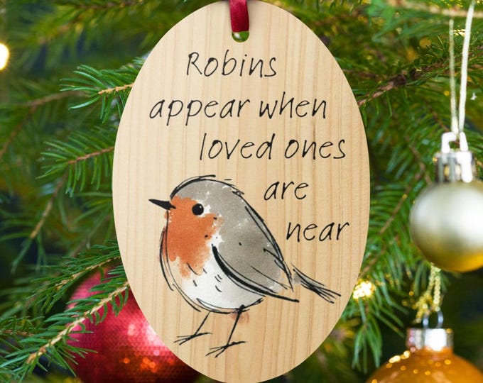 Robins Appear Wooden Ornament Gift, Adorable Robin Christmas Tree Decoration