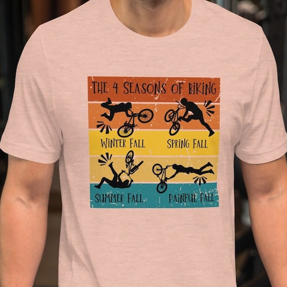 自転車愛好家Tシャツ、四季の自転車Tシャツ、面白い自転車ギフト、男性 