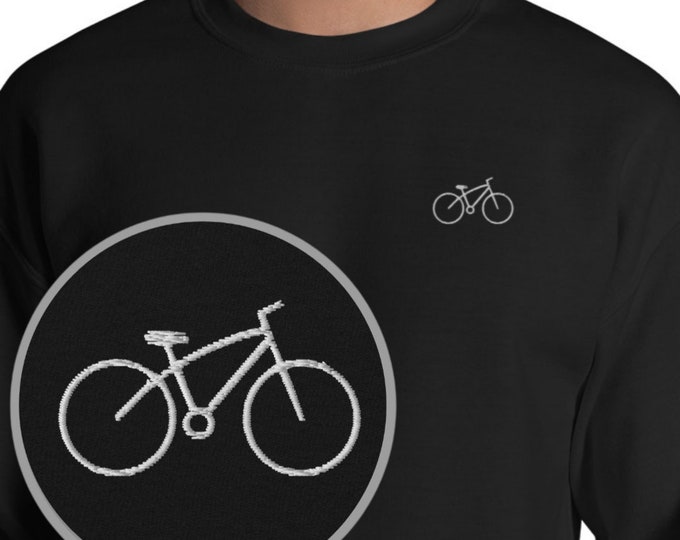Embroidered Bicycle Sweatshirt, Cycling Lover Crewneck, Bike Sweater