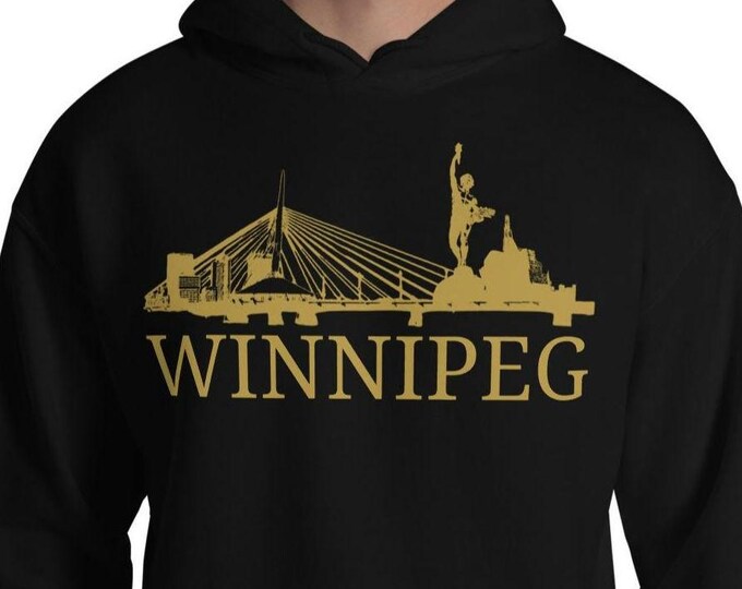 Winnipeg Hoodie, Winnipeg Skyline in Gold Unisex Hoodie, Winnipeg Shirt