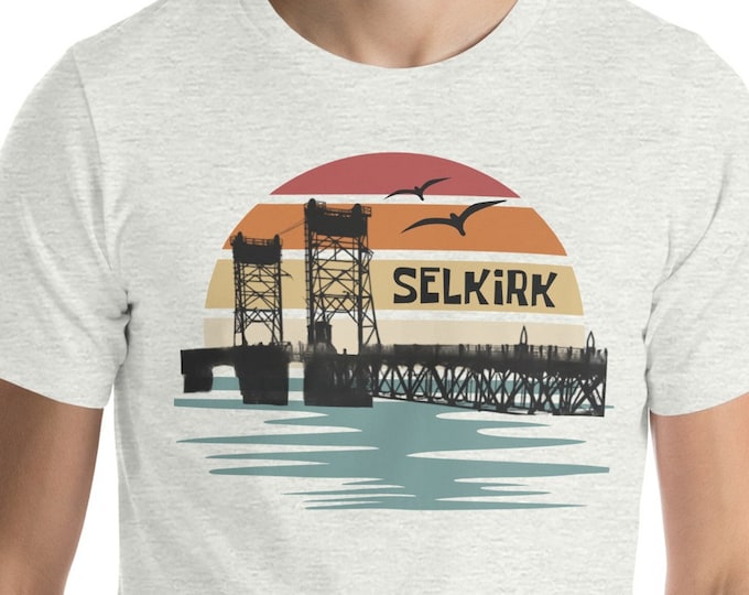 Selkirk Bridge Retro Sunrise Unisex T-shirt, Manitoba Interlake Tee Gift