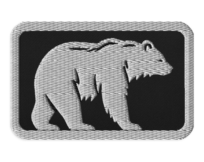 Polar Bear Iron-on Embroidered Patch, 3.5" x 2.25" Rectangular Applique Patch