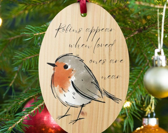 Robins Appear Wooden Ornament Gift, Adorable Robin Christmas Tree Decoration