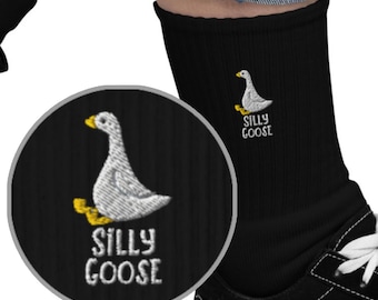 Embroidered Silly Goose Socks, Unique Sock Gift, Silly Goose Gift