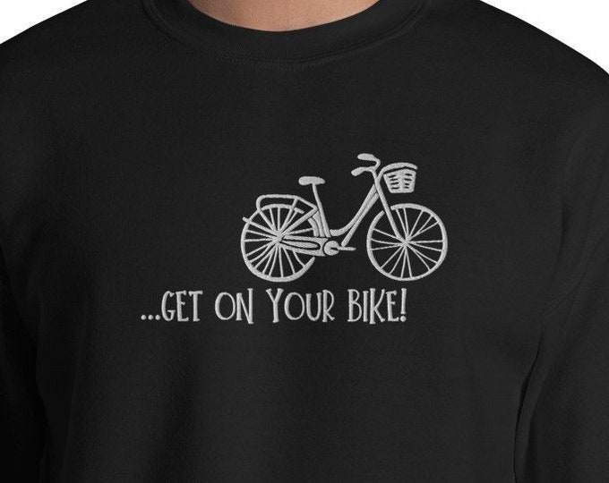 Embroidered Bicycle Sweatshirt, Cycling Lover Crewneck, Bike Sweater