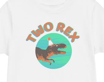 Koszulka urodzinowa z dwoma Rexami: Koszulka z okazji drugich urodzin dinozaura z Tyrannosaurus Rex