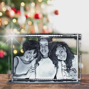 3D Crystal Photo, Custom Laser Engraved Crystal Keepsake, Unique Gift for Weddings, Anniversaries,  Personalized Gift for Him & Her