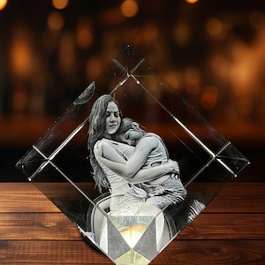 Personalized 3D Crystal Photo Gift,  Custom Engraved Glass Keepsake,  Memorial Gift for Loss, Pet, Couple, Anniversary, Birthday