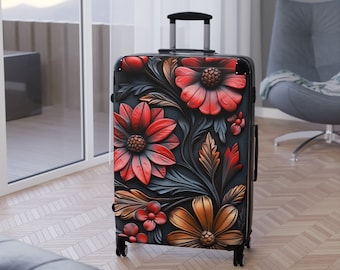 Fancy Luxury Etched Leather Image Design Suitcase - Lowest Price