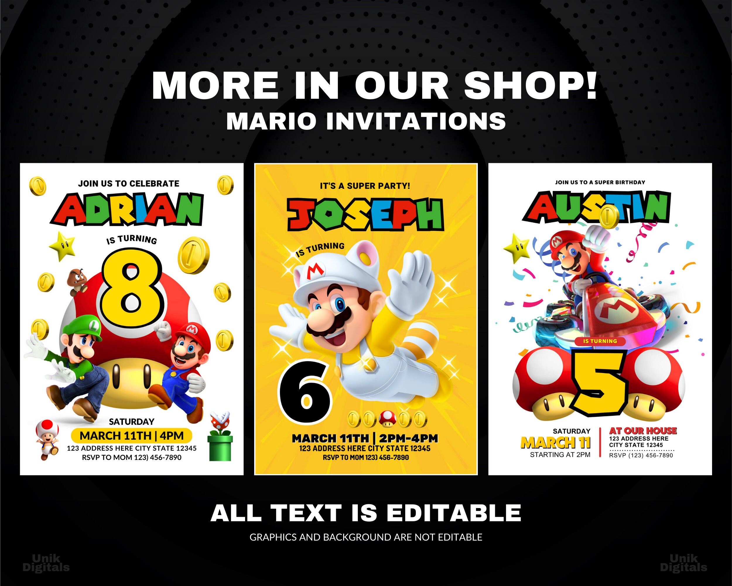 Mario Movie Invitation Super Mario Brothers Thank You Card Poster