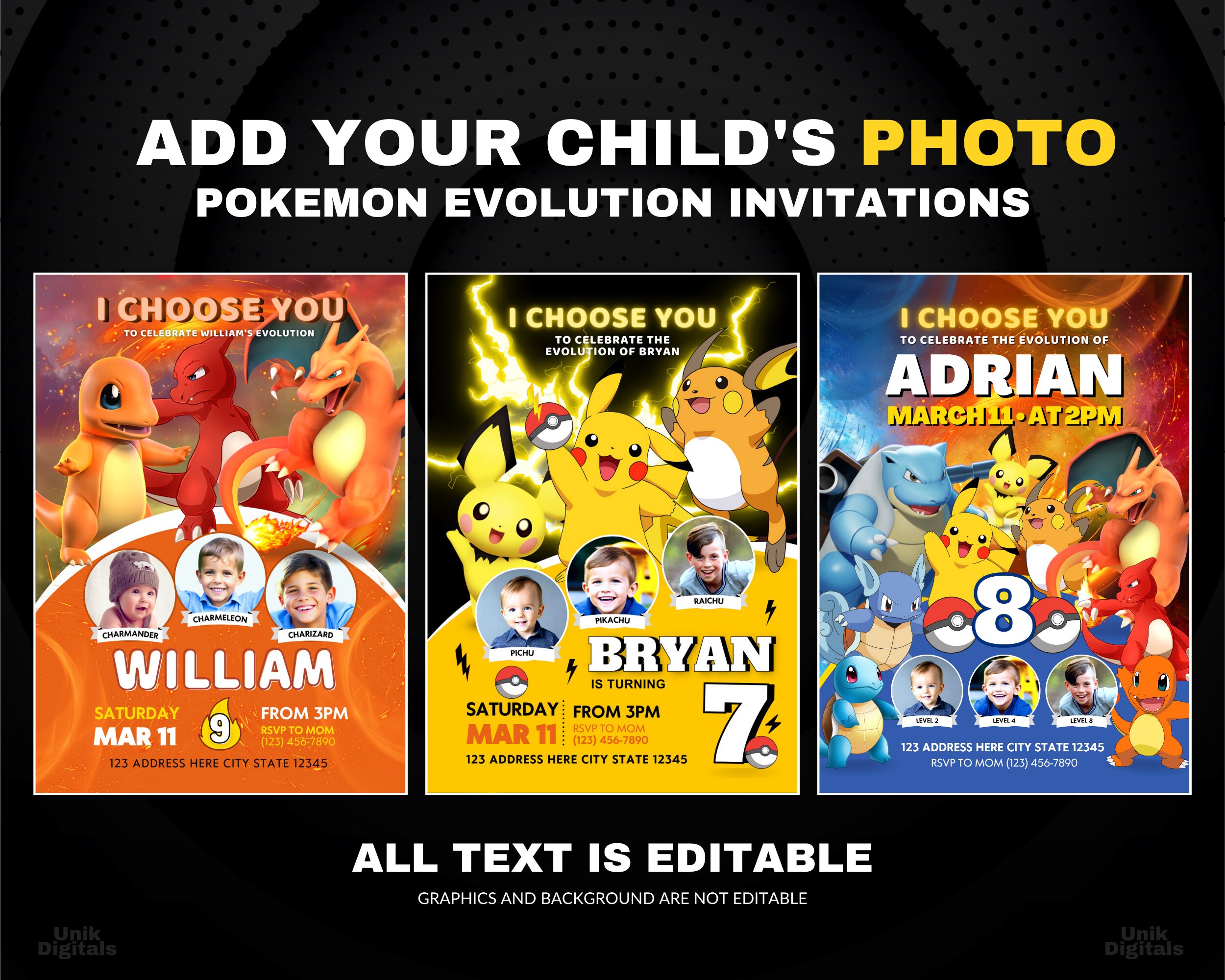Pikachu Invitations Pikachu Birthday Invitation Pokemon - Etsy